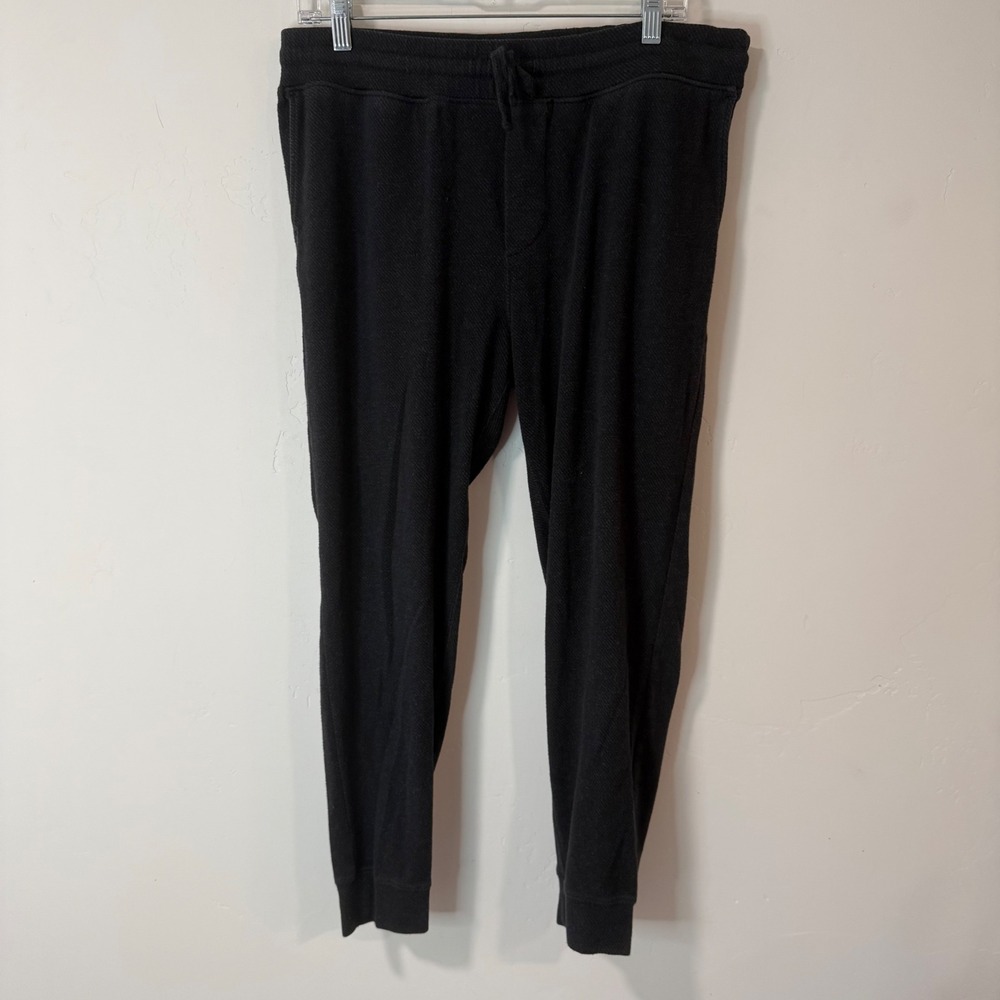 Faherty Mens Legend Sweatpant Joggers L Heathered Black Knit Pants MBC0060-HBT